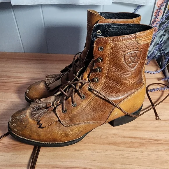 Ariat Brown Leather Boots Size 8 - Picture 10 of 14